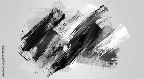 Monochrome Abstract Brush Strokes on a Grey Background