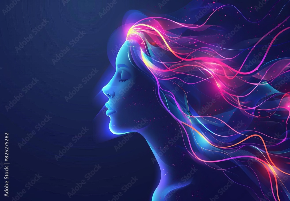 Ethereal Digital Profile: Abstract Flowing Lines in Neon Hues Ethereal Digital Profile: Abstract Flowing Lines in Neon Hues
