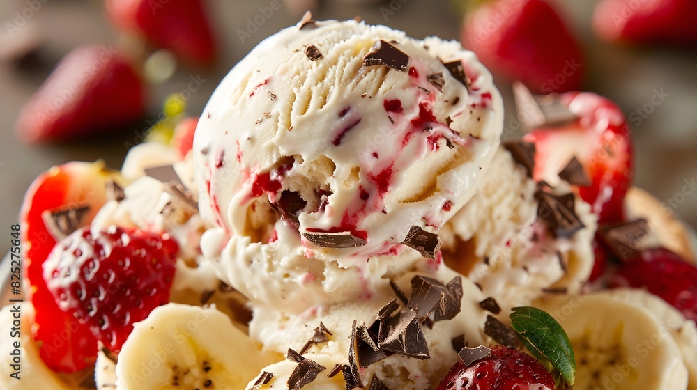 A colorful summer treat in melting ice cream A colorful summer treat in melting ice cream