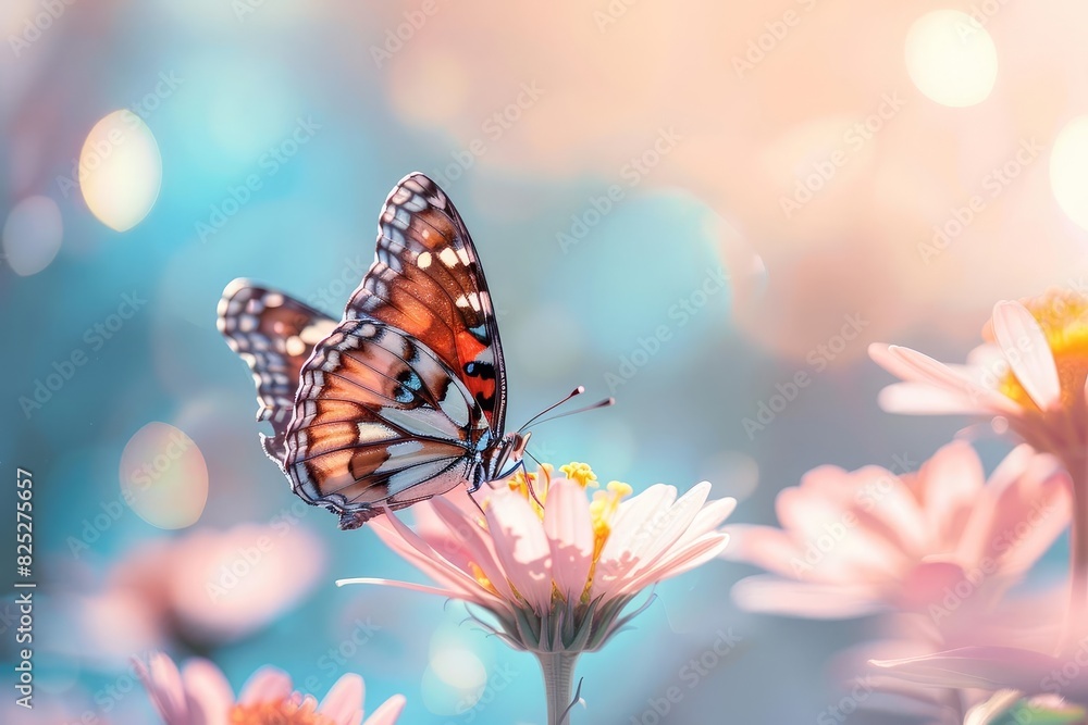 Butterfly on Flower: Delicate Beauty in Pastel Hues Butterfly on Flower: Delicate Beauty in Pastel Hues