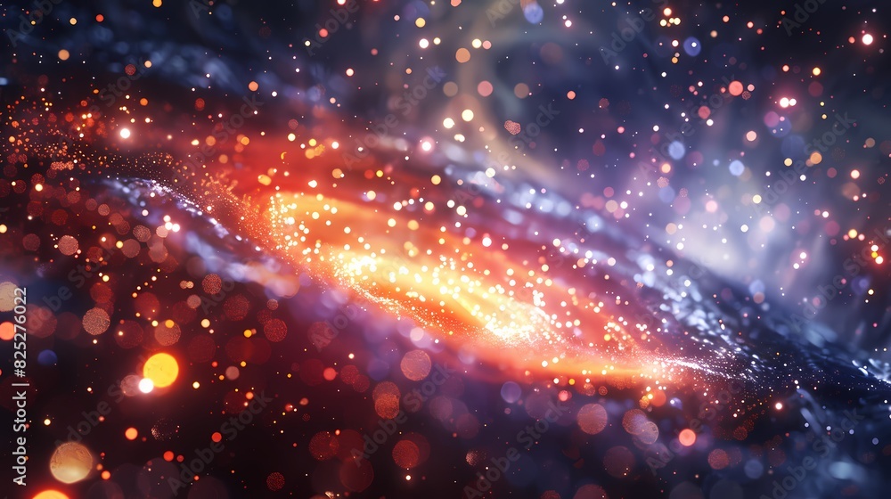 A scene of a particle halo, with a background of particles of matter and energy A scene of a particle halo, with a background of particles of matter and energy