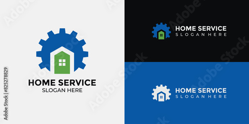 home services logo in green and blue