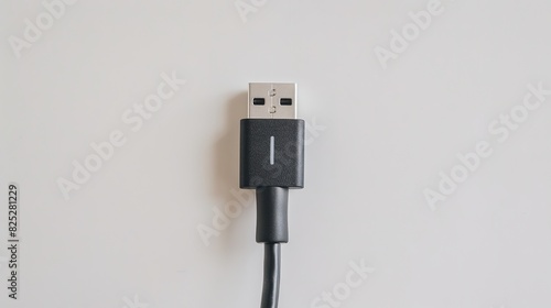 Close up view USB charging cable isolated on white background. Generate AI