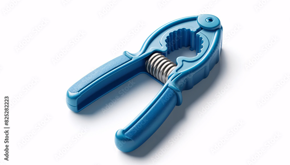 A blue plastic nutcracker, featuring smooth surfaces and ergonomic grip design A blue plastic nutcracker, featuring smooth surfaces and ergonomic grip design