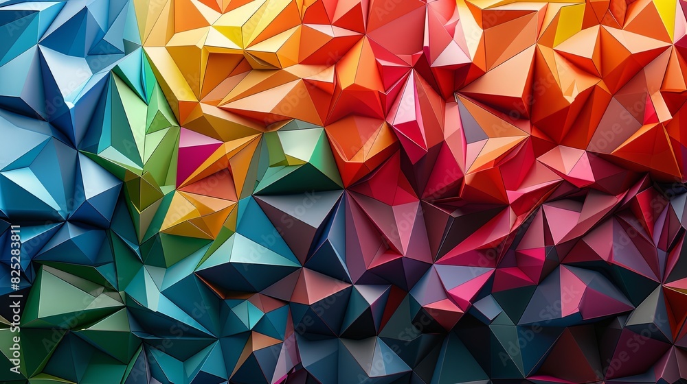 Geometric background with tessellated polygons in vibrant hues, dynamic and lively Geometric background with tessellated polygons in vibrant hues, dynamic and lively