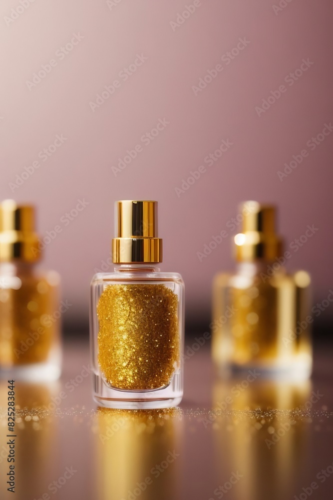 This image captures a mesmerizing composition of golden perfume bottles, each one a testament to luxury and elegance. This composition is perfect for an upscale perfume store. This image captures a mesmerizing composition of golden perfume bottles, each one a testament to luxury and elegance. This composition is perfect for an upscale perfume store.