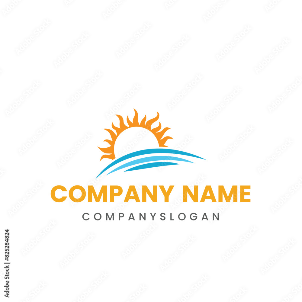 Fototapeta premium Sea sun logo design, vector logo design, illustration 