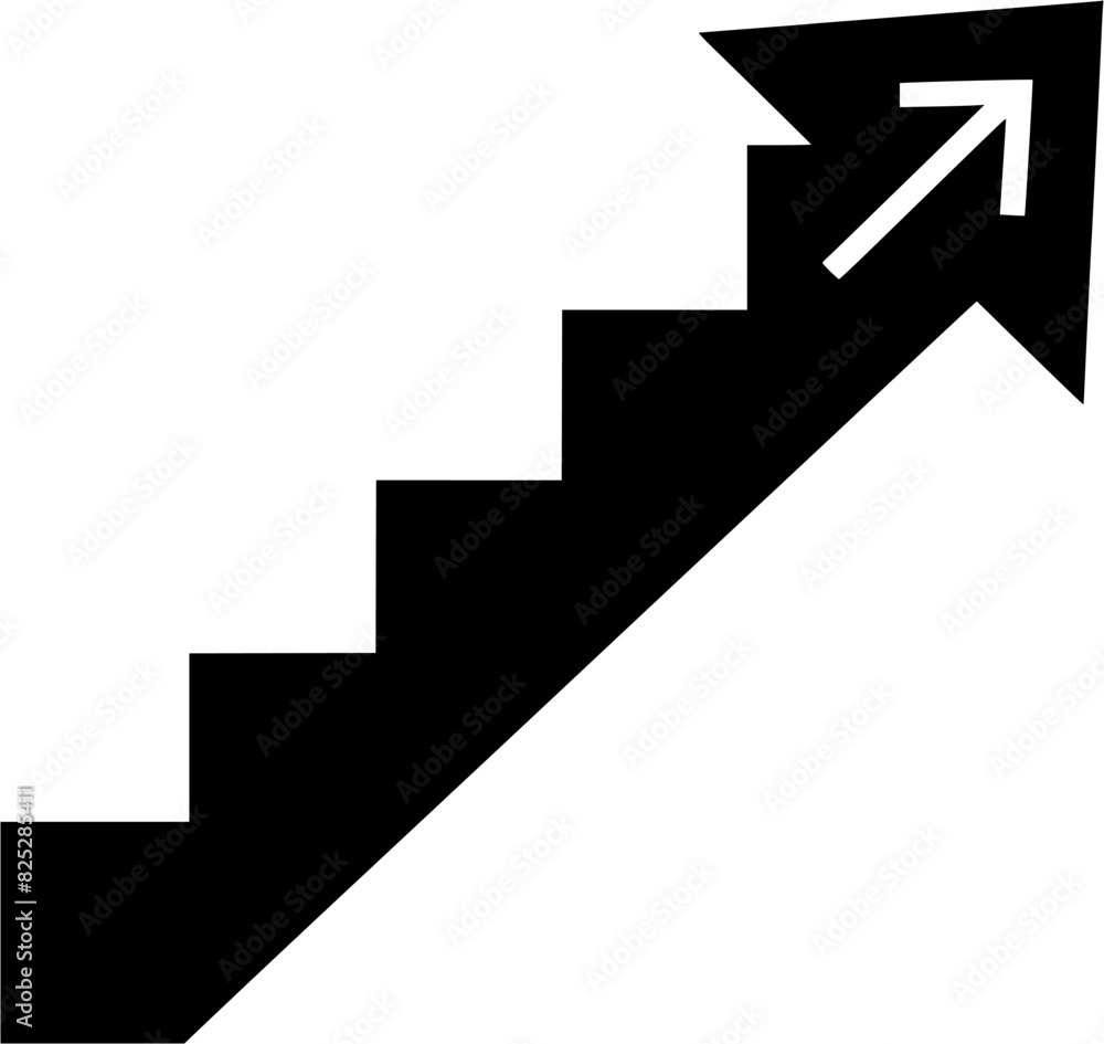 Arrow staircase black vector icon isolated on transparent background. Arrow staircase black vector icon isolated on transparent background.