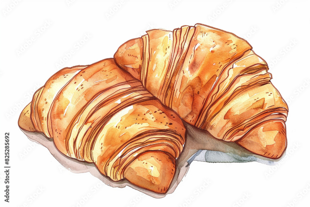 Hand drawn cartoon croissant illustration Hand drawn cartoon croissant illustration
