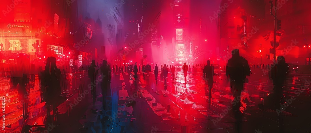Capture a busy zebra crossing with pedestrians waiting as the traffic light glows red, focus on the organized chaos, urban rhythm theme, dynamic, Silhouette, against the cityscape Capture a busy zebra crossing with pedestrians waiting as the traffic light glows red, focus on the organized chaos, urban rhythm theme, dynamic, Silhouette, against the cityscape