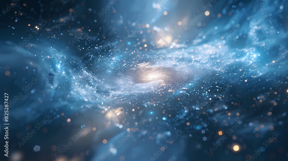 A scene of a particle mist, with a background of particles of matter and energy A scene of a particle mist, with a background of particles of matter and energy