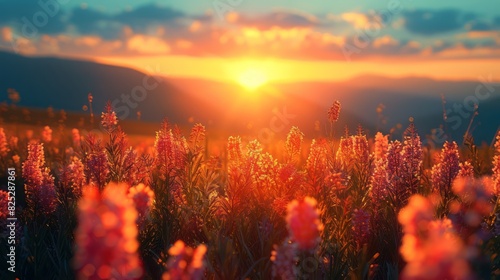 Field of Flowers at Sunset