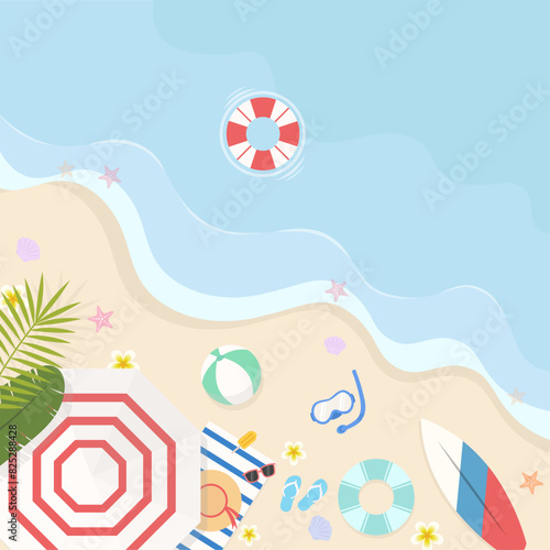 Summer beach background vector illustration with for banner, poster and card template