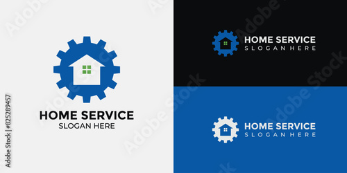 home services logo in green and blue