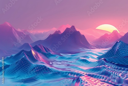 Generative Vaporwave Synth Landscape: A Colorful Digital Fusion of Art and Technology