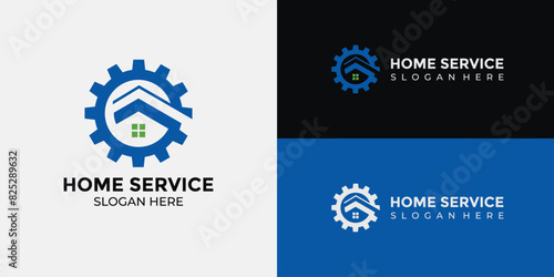 home services logo in green and blue