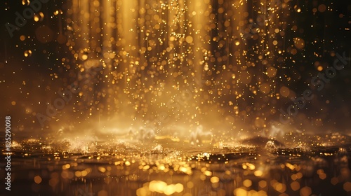 A scene of a particle rain  with a background of particles of matter and energy