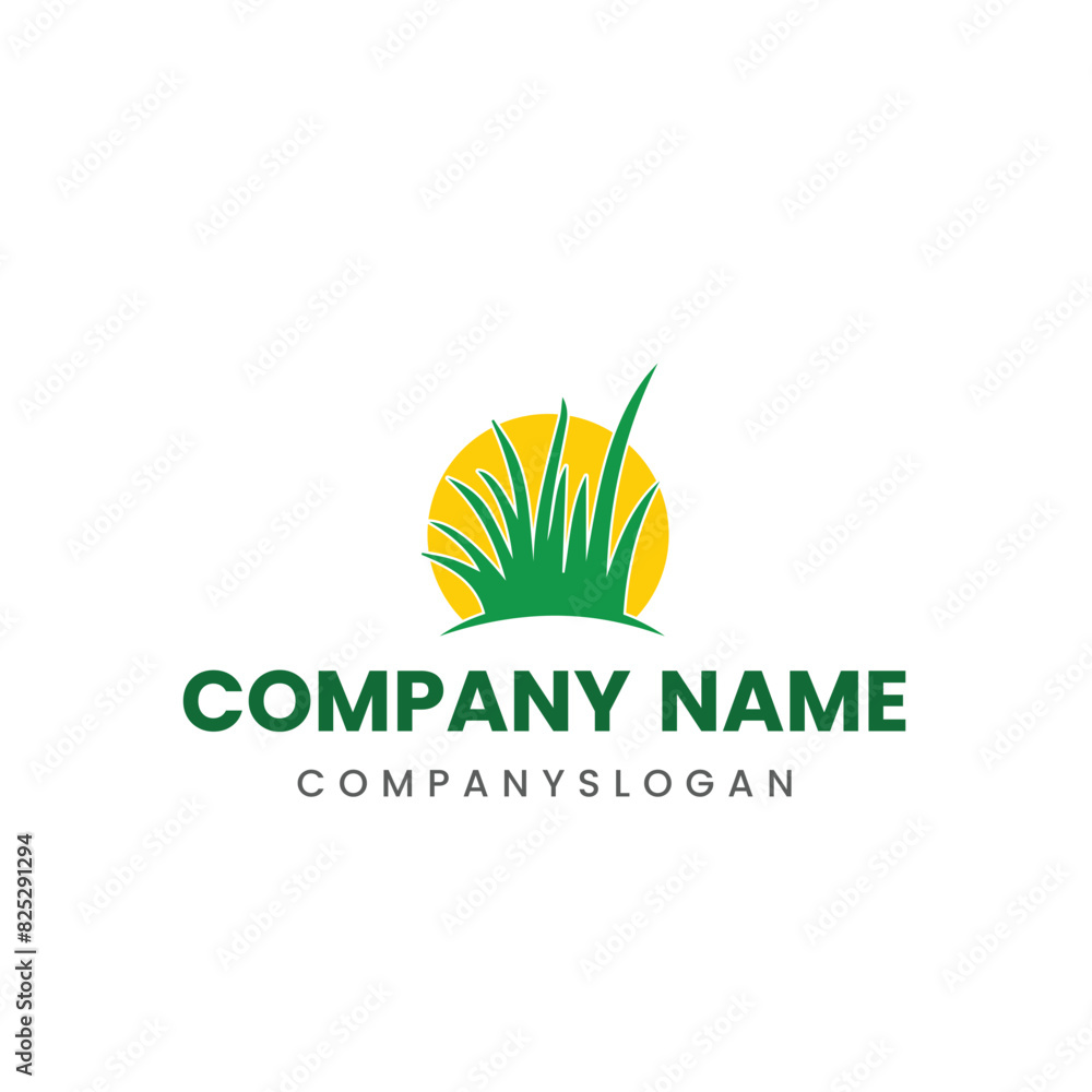 Sun grass logo design, vector logo design, illustration Sun grass logo design, vector logo design, illustration