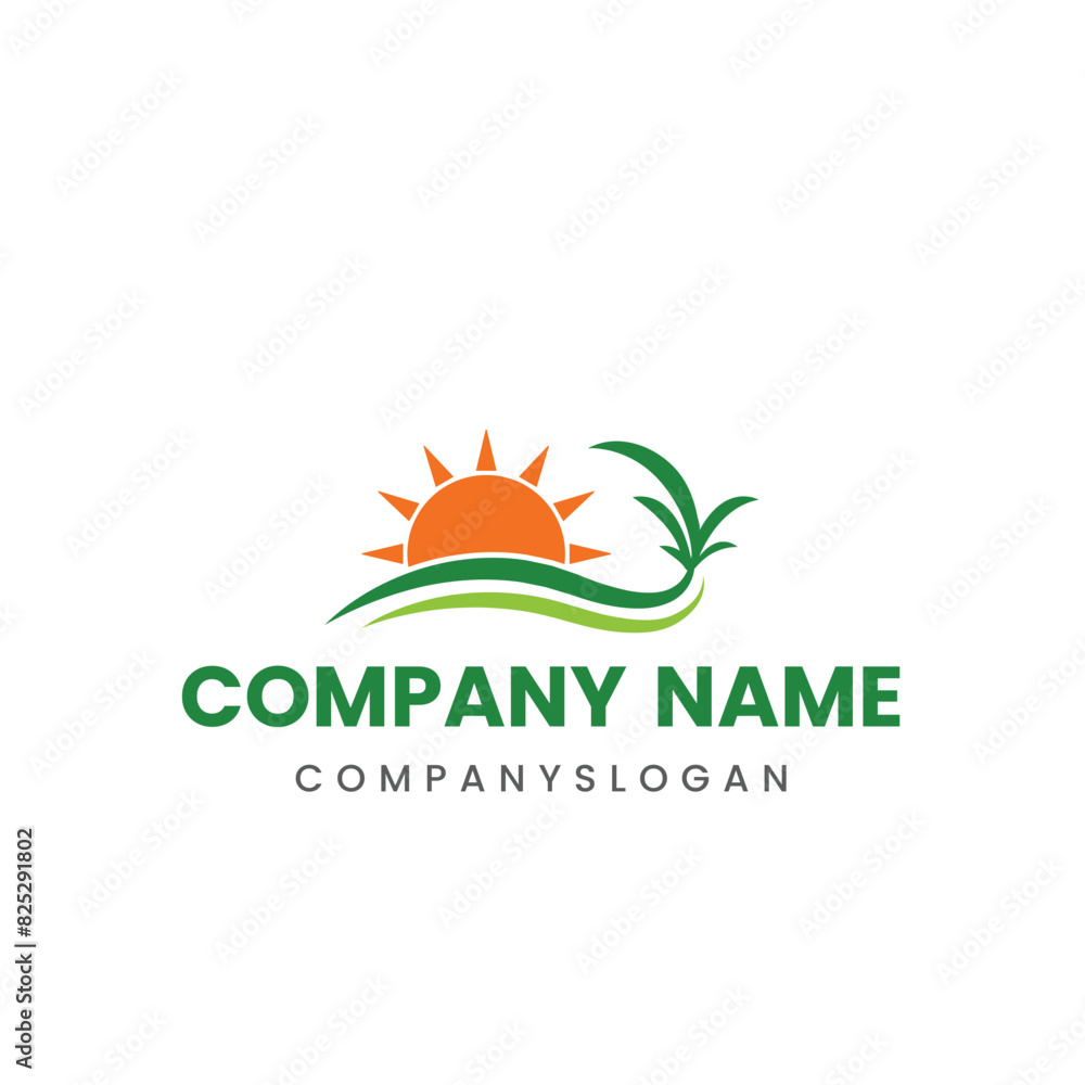Fototapeta premium Sun grass logo design, vector logo design, illustration 