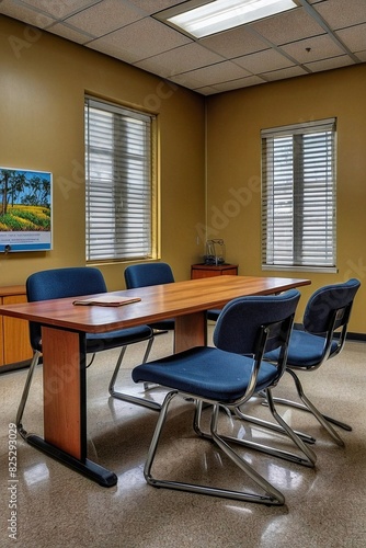 Educational classroom setup with a solid white background