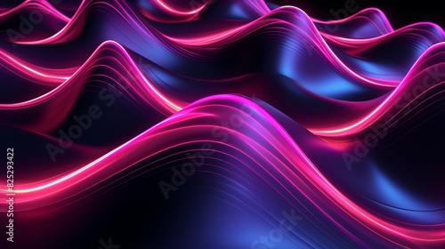 Electric neon waves forming a mesmerizing pattern, perfect for highenergy and contemporary design projects photo