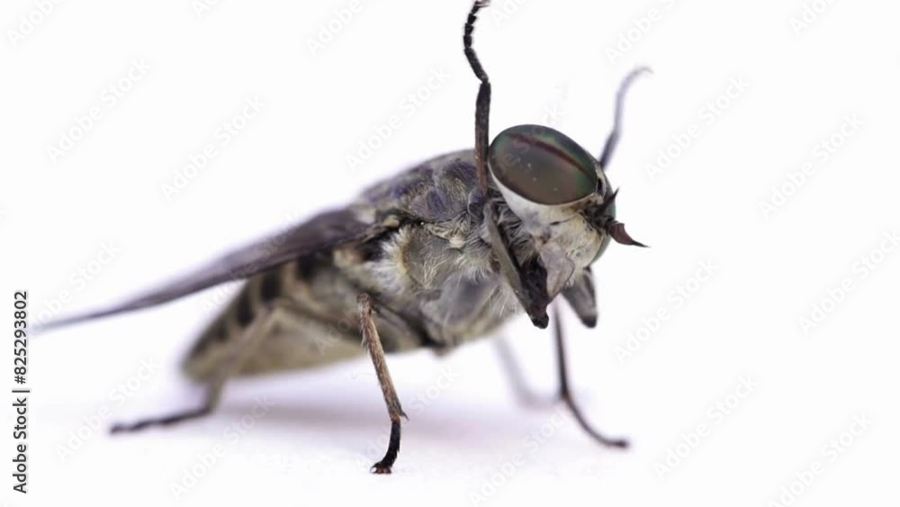 Extreme Close-Up: Horse Fly on White Background in 4K Extreme Close-Up: Horse Fly on White Background in 4K
