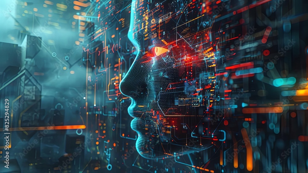 futuristic ai concept art artificial intelligence and machine learning digital illustration futuristic ai concept art artificial intelligence and machine learning digital illustration