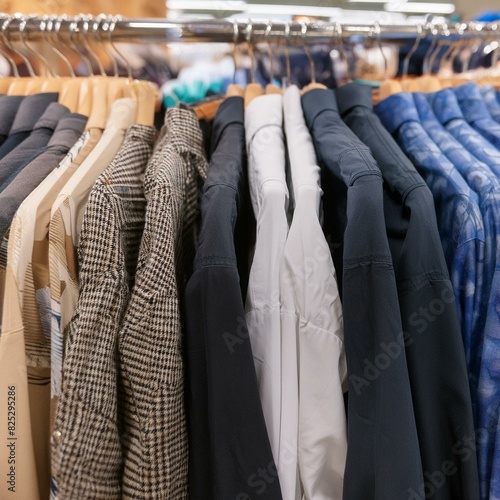 Cloths in a clothing shop, close-ups with the texture visible, Ai Generate