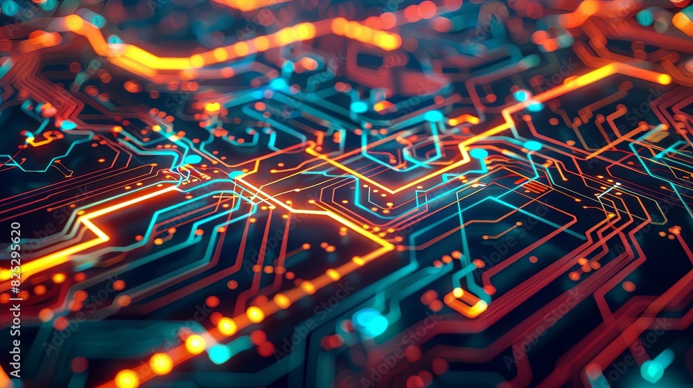 futuristic circuit board concept background with glowing neon lights and data streams abstract 3d illustration futuristic circuit board concept background with glowing neon lights and data streams abstract 3d illustration