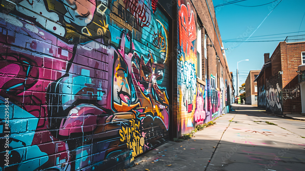 Fototapeta premium Graffiti art on the walls, decorations that create beauty for buildings