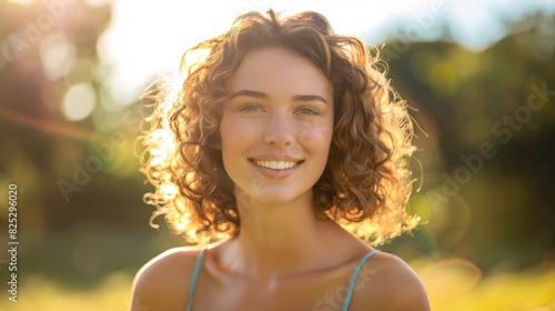 Radiant Woman with Curly Hair