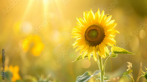 Radiant Sunflower Blooming Under Golden Sunlight