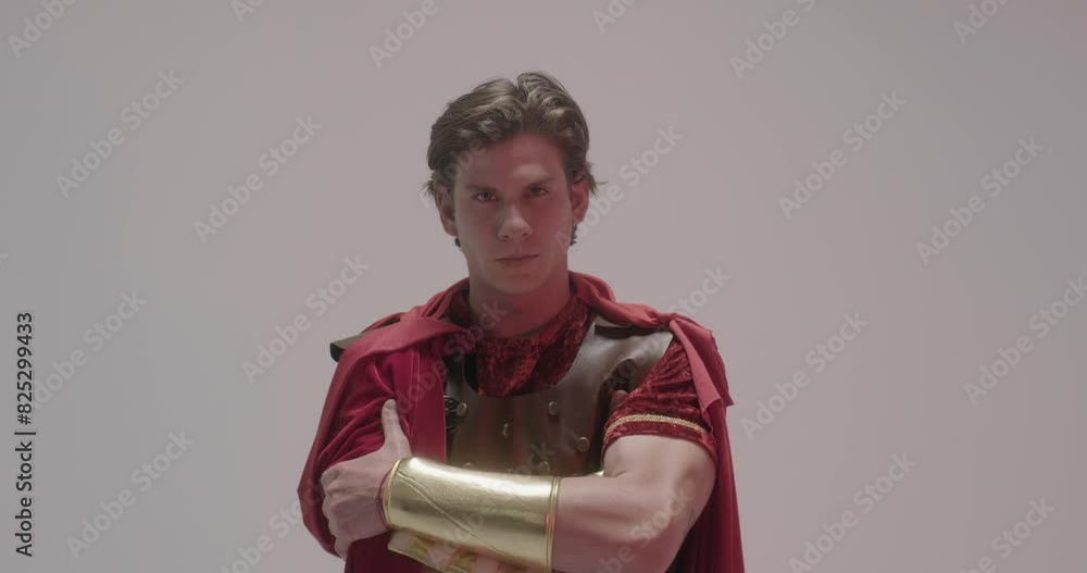 Men wear unique Roman soldier costumes for stock content production Men wear unique Roman soldier costumes for stock content production