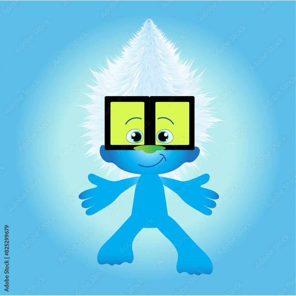 cartoon personage with fure hair