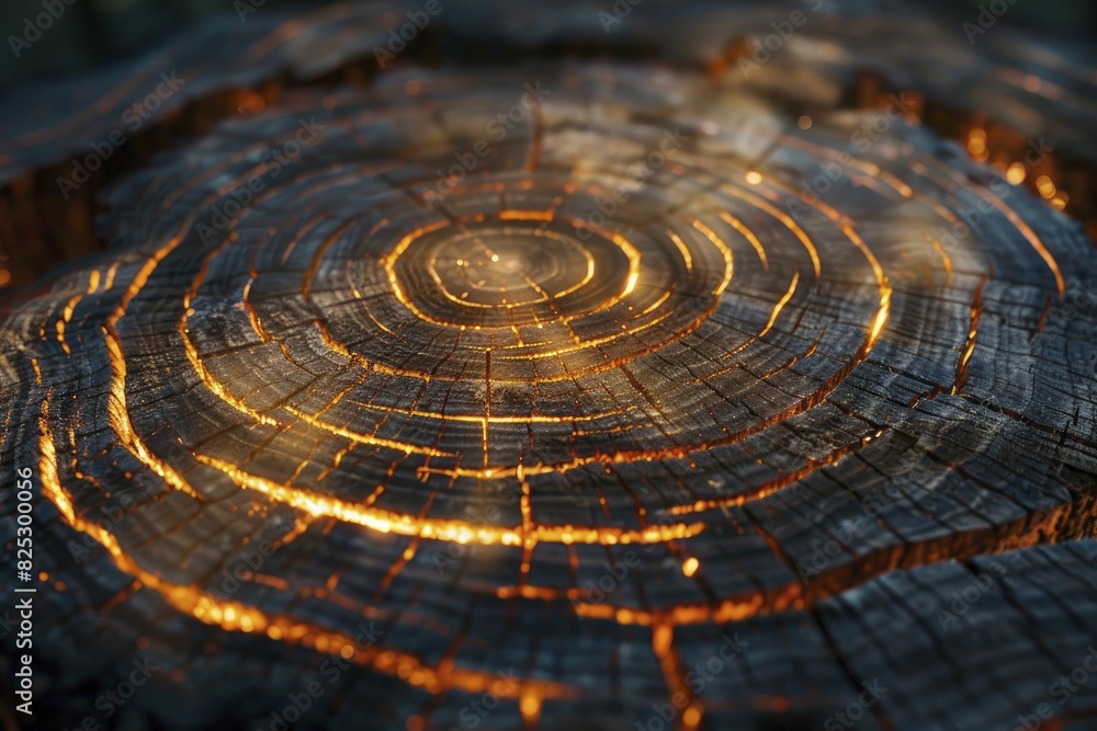 Ancient tree rings, high resolution with historical patterns, warm light. Ancient tree rings, high resolution with historical patterns, warm light.