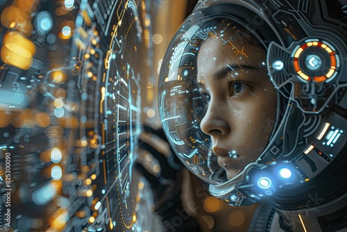 Artificial intelligence, futuristic interfaces and advanced technology, innovative and complex, bright screens, are revolutionizing the way we interact with digital devices. photo