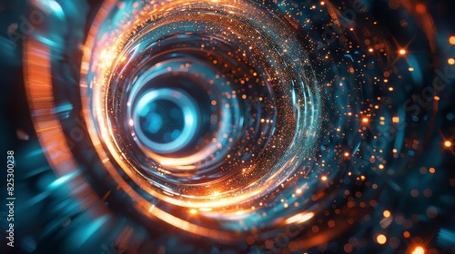 futuristic spacetime tunnel concept glowing abstract wormhole ai generated digital art photo
