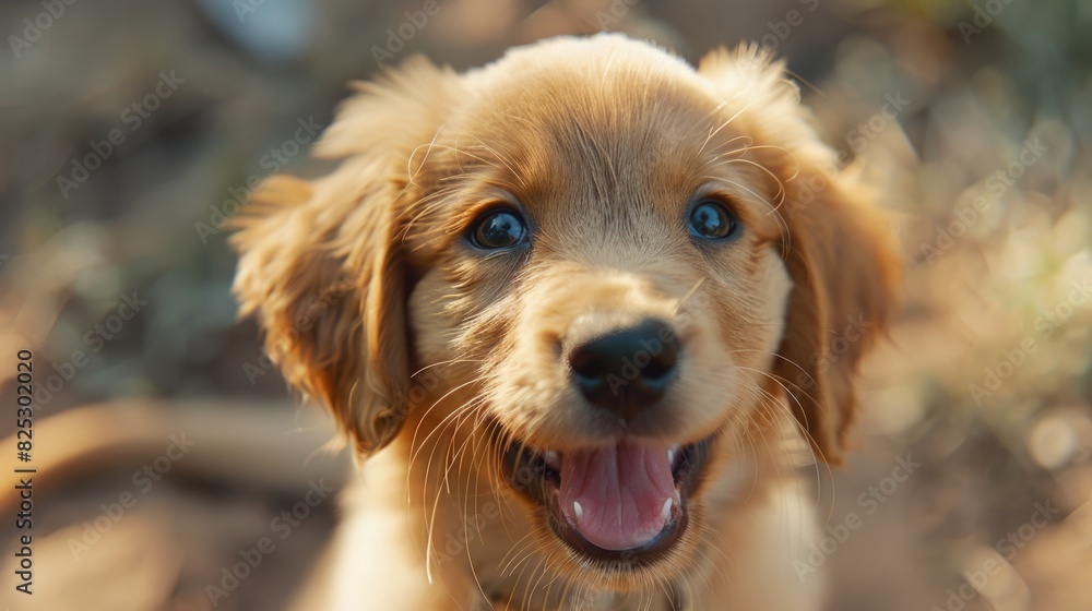 Playful Puppy Experiencing Pure Joy Outdoors - Close-up of Adorable Dog with Cheerful Expression in Natural Setting Playful Puppy Experiencing Pure Joy Outdoors - Close-up of Adorable Dog with Cheerful Expression in Natural Setting