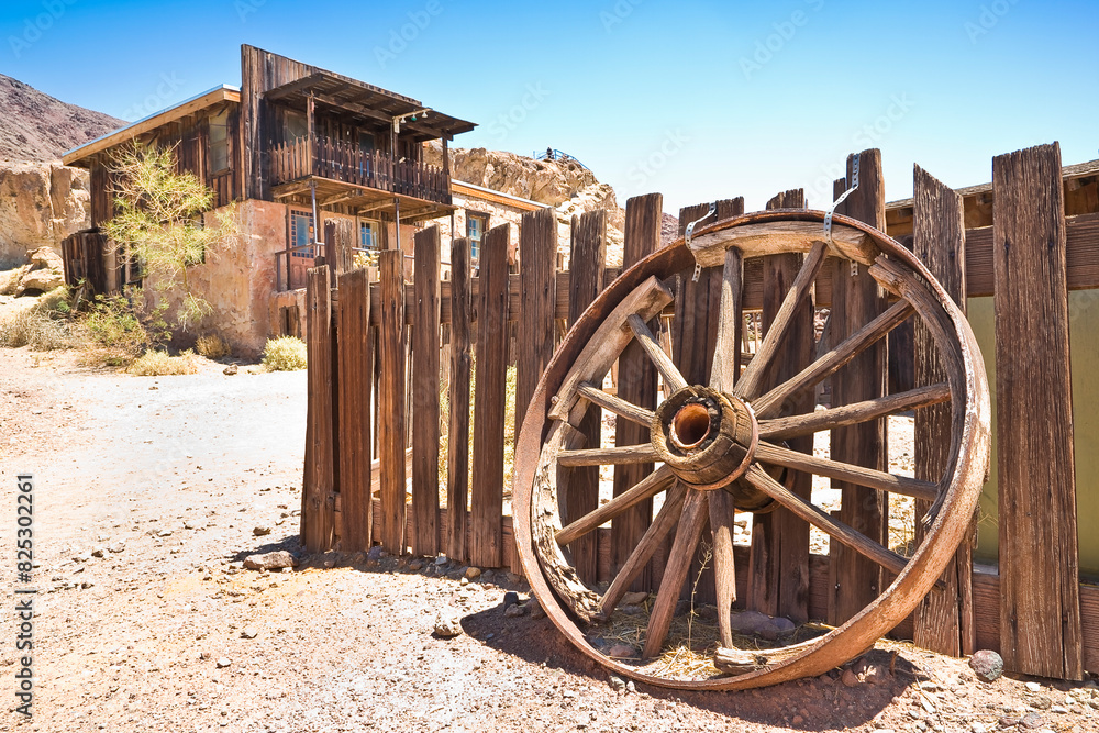 Obraz premium Calico - ghost town and former mining town in San Bernardino County - California, United States - Located in the Mojave Desert region of Southern California it was a silver mining town