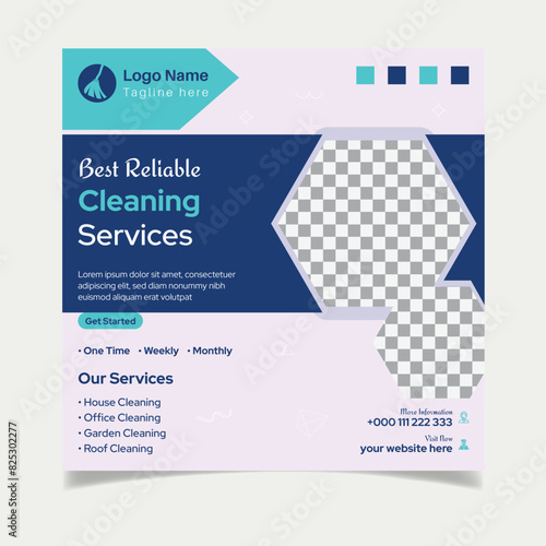 Cleaning service social media post template design