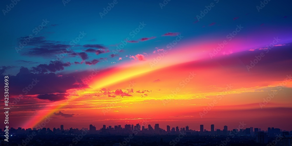 Vibrant Rainbow Skyline with Copy Space for Text Overlay Vibrant Rainbow Skyline with Copy Space for Text Overlay