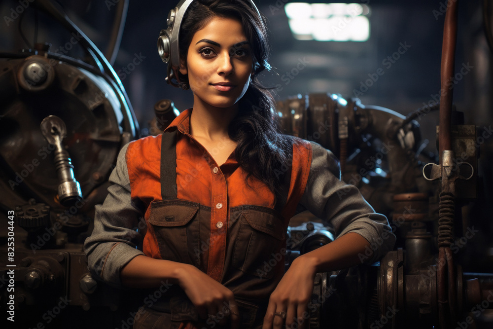 young indian female industrial engineer standing confidently young indian female industrial engineer standing confidently