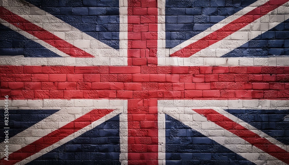 Fototapeta premium union jack flag painted on to a block wall