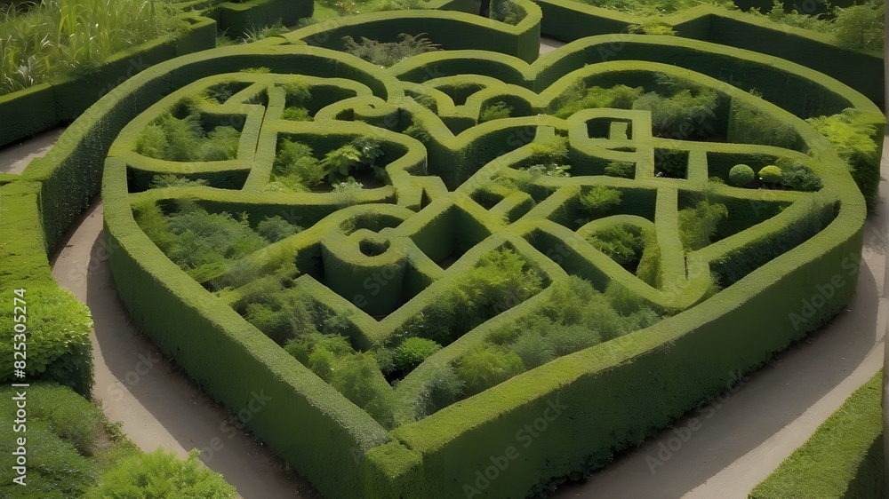 heart shape green hedge maze