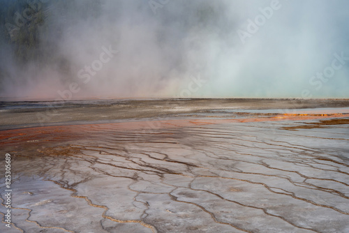 Orange Earth At The Grand Prismatic Spring In Yellowstone photo