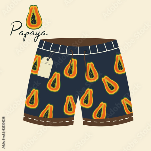  Illustration At Papaya Patterned Swim Shorts