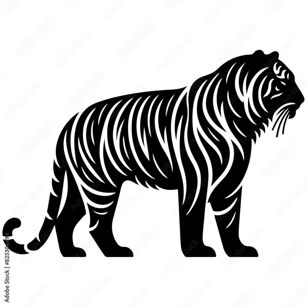 Fototapeta premium Tiger Head Vector Illustration for Tattoos, Wildlife Art, and Animal Mascots