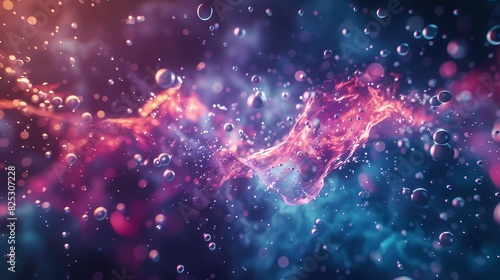 A scene of a particle stream, with a background of particles of matter and energy