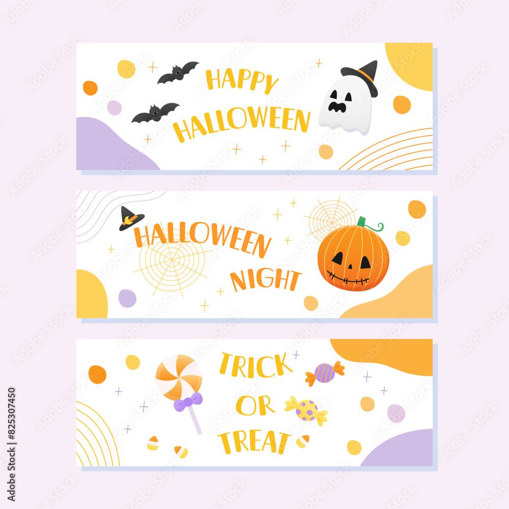 cute halloween banner set