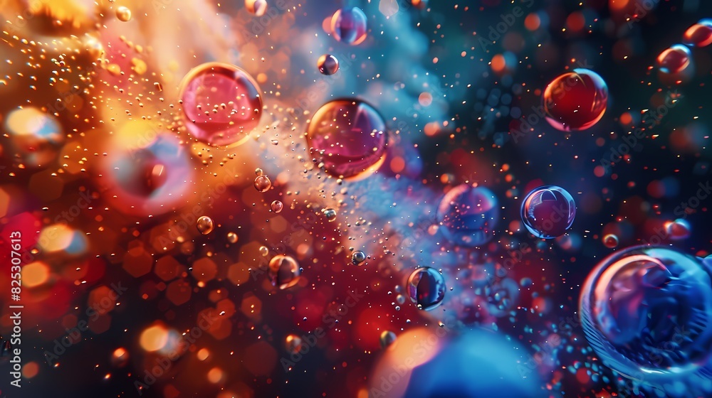 A scene of a particle swarm, with a background of particles of matter and energy A scene of a particle swarm, with a background of particles of matter and energy